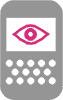 icoon van gsm met een oog op het scherm