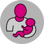 tekening van persoon met baby in arm