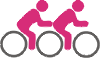 icoon van twee fietsers op een tandem