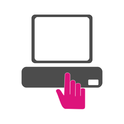 icoon van een computer en een hand