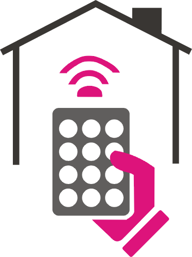 icoon van een afstandsbediening gericht naar een huis