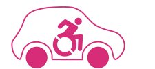 figuur van rolstoelgebruiker in auto