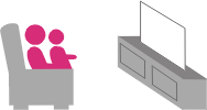 icoon van twee mensen die tv kijken