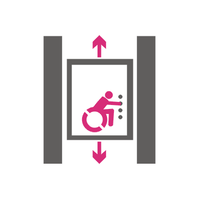 icoon van een rolstoelgebruiker in een lift