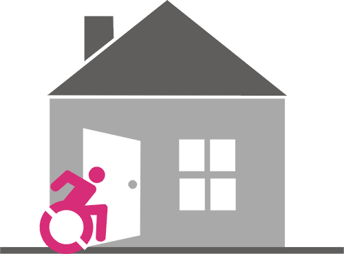 icoon van een rolstoelgebruiker voor een huis