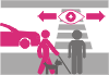 icoon blinde en ziende persoon die straat willen oversteken