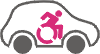 icoon rolstoel in auto