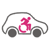 icoon rolstoel in auto